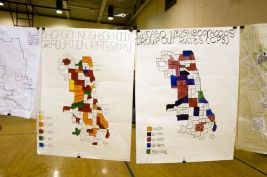 ACVic - Transductores. Exposición de Notes For a People's Atlas of Chicago en el gimnasio del centro Wicker Park de Chicago, Enero 2009. Imagen: Jason Reblando.